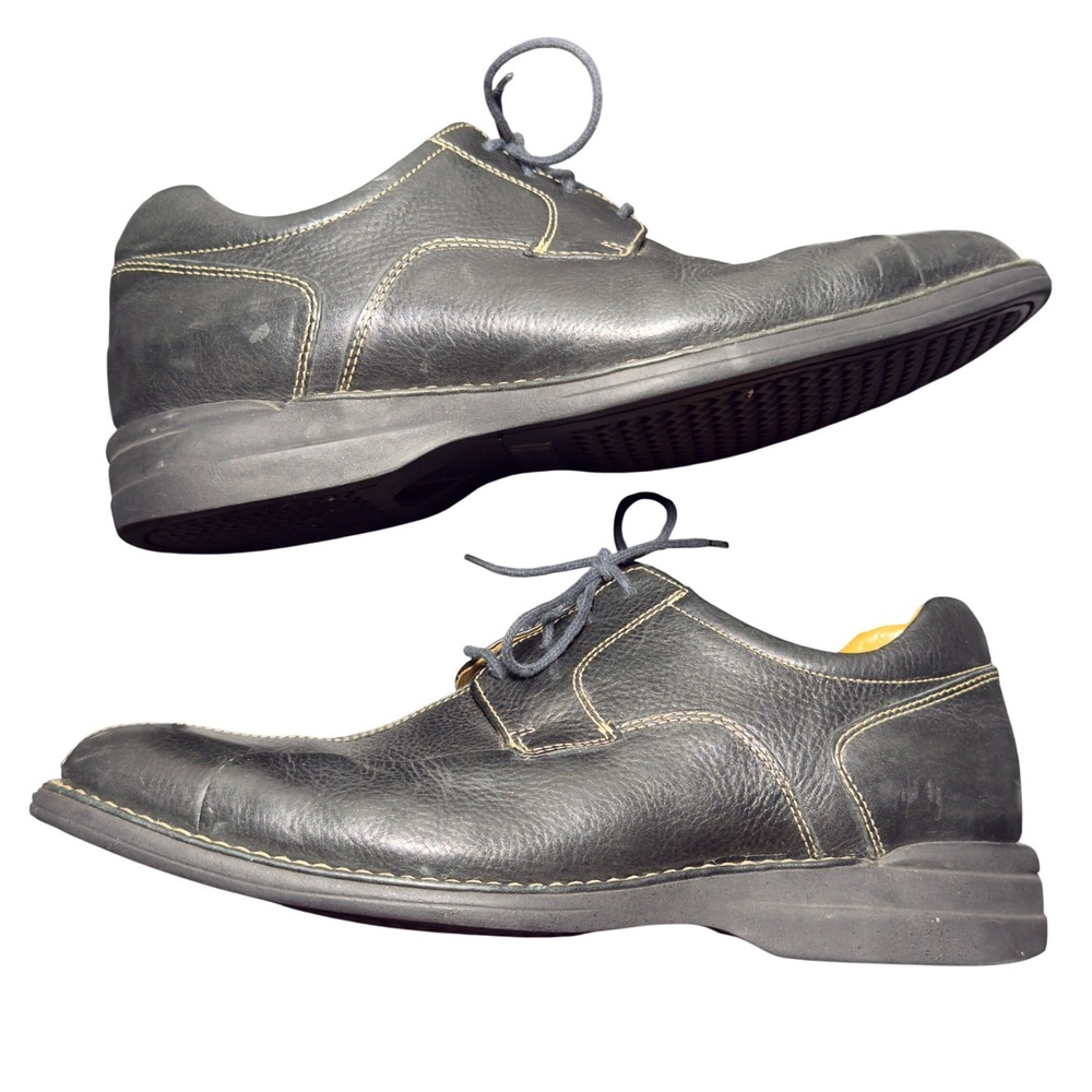 Johnston & Murphy Oxford Shoes Mens 10.5 M Black Good Bicycle Toe Leather Brazil